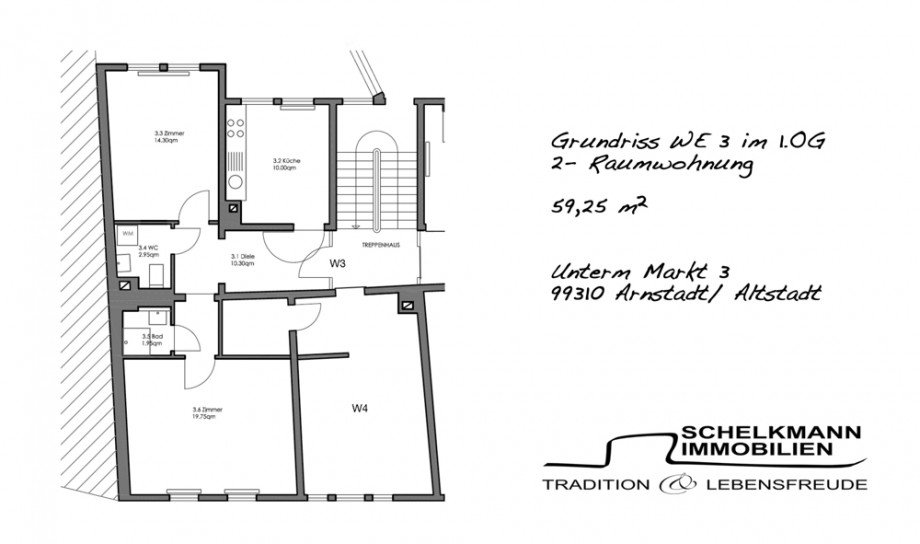 Grundriss WE3 Etagenwohnung Arnstadt / Altstadt