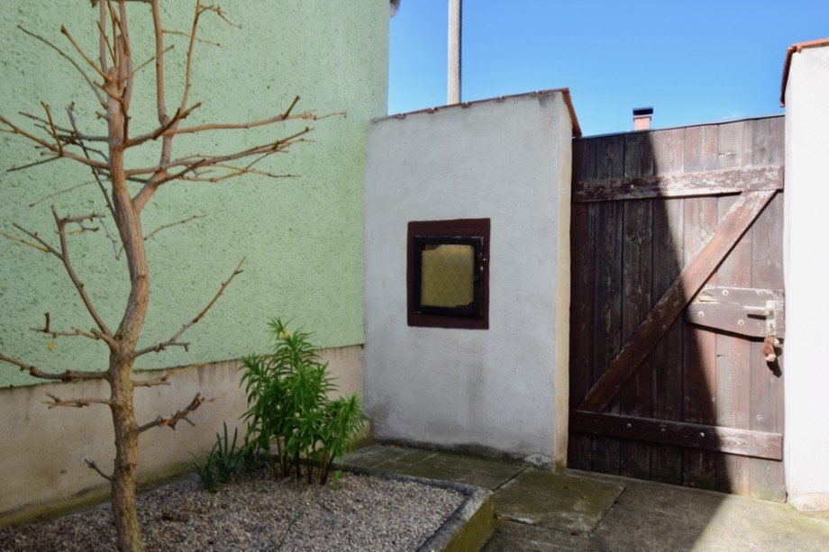 Eingang zur Stra�e und Gingkobaum im Fr�hling Einfamilienhaus Erfurt