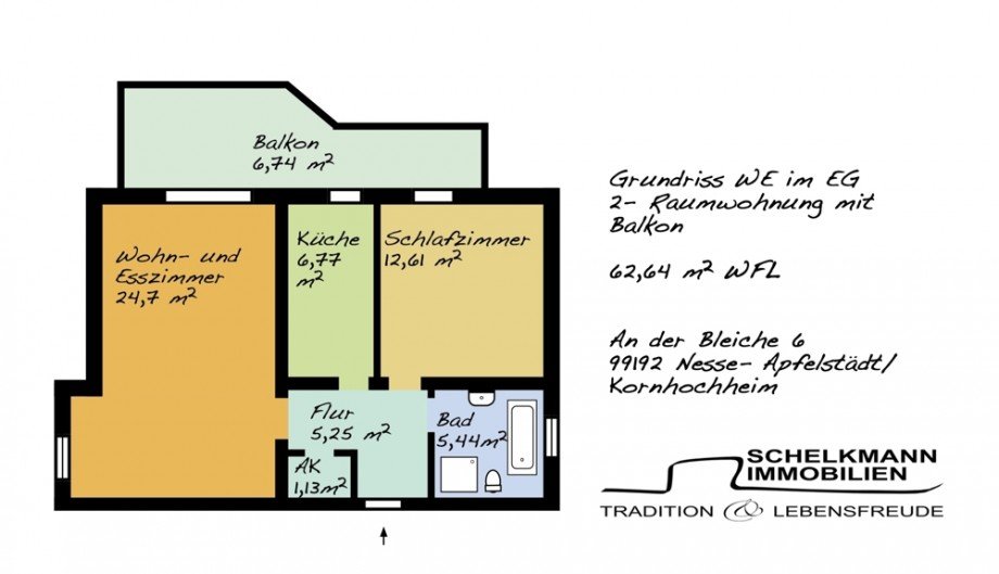 Grundriss_Kornhochheim 2RW Erdgeschosswohnung Nesse- Apfelst�dt / Kornhochheim