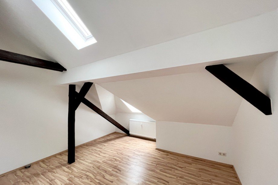 Schlafzimmer mit Fachwerk Maisonettewohnung Erfurt