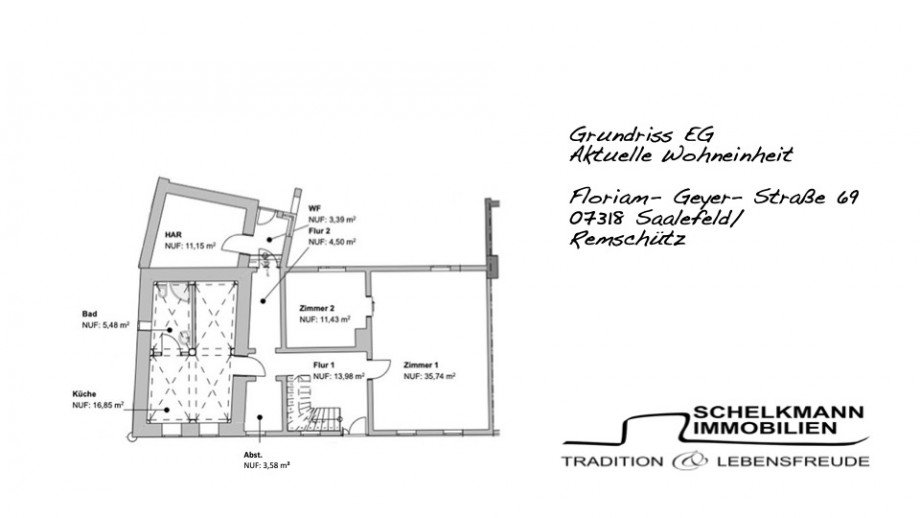 Grundriss EG Haus Saalfeld/Saale / Remsch�tz