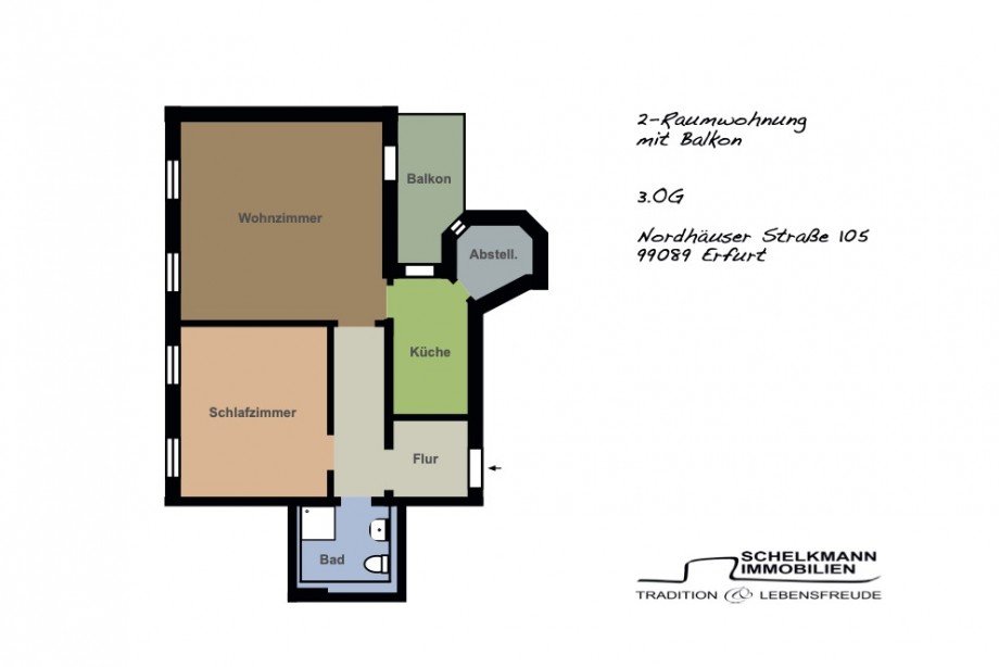 Vermarktungsgrundrisse Etagenwohnung Erfurt