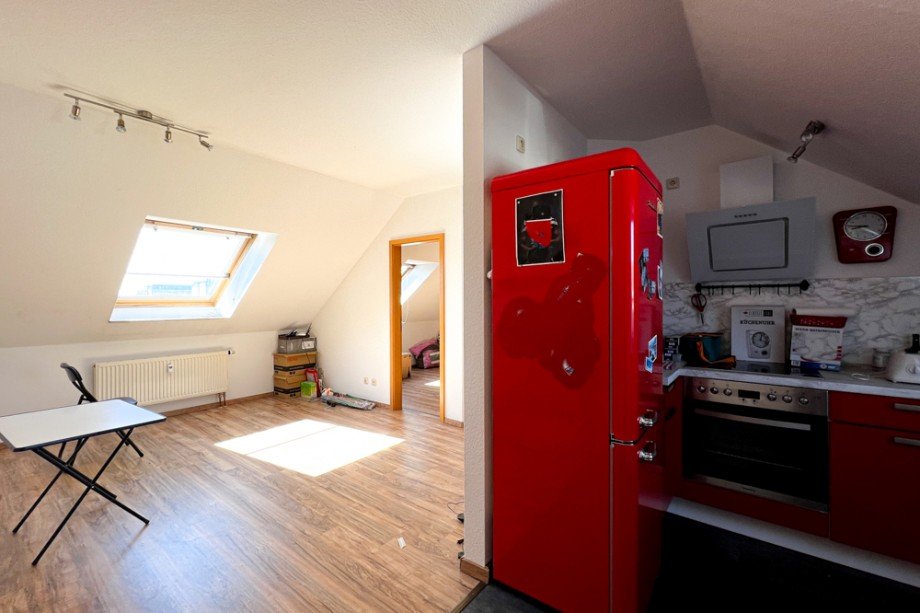 Blick von K�che zum Wohnzimmer_ Dachgeschosswohnung Erfurt