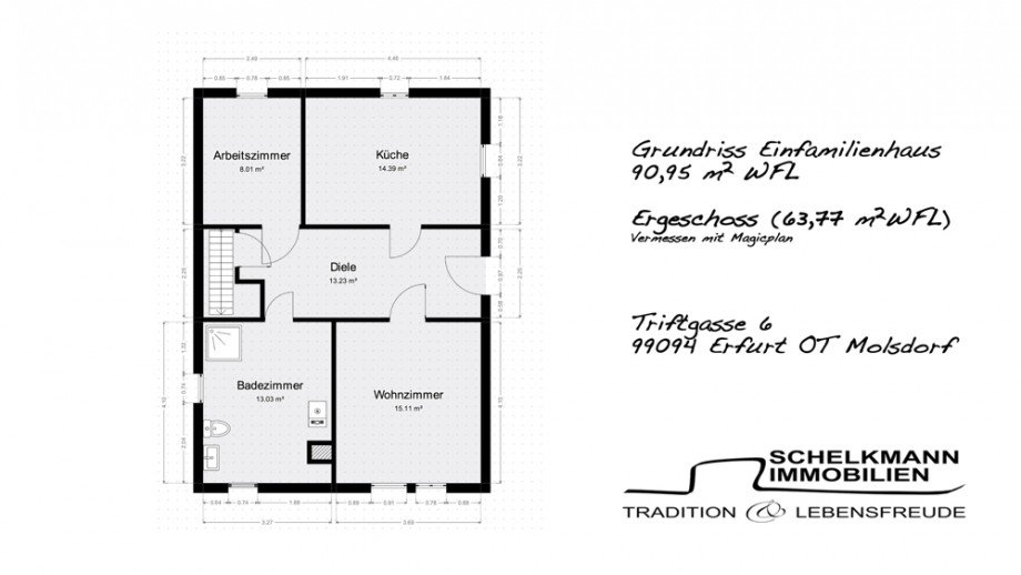 Grundriss EG Einfamilienhaus Erfurt / Molsdorf
