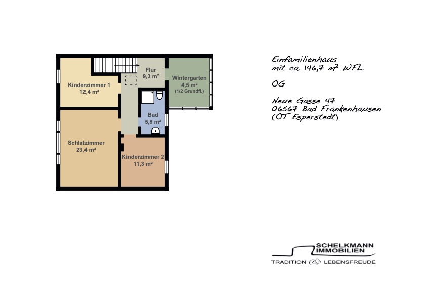 Grundriss OG_EFH Esperstedt Reihenhaus Bad Frankenhausen/Kyffh�user