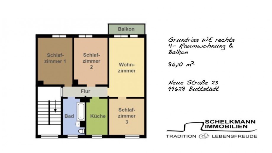 Grundriss 4RWr_Buttst�dt_NeueStr.23 Etagenwohnung Buttst�dt