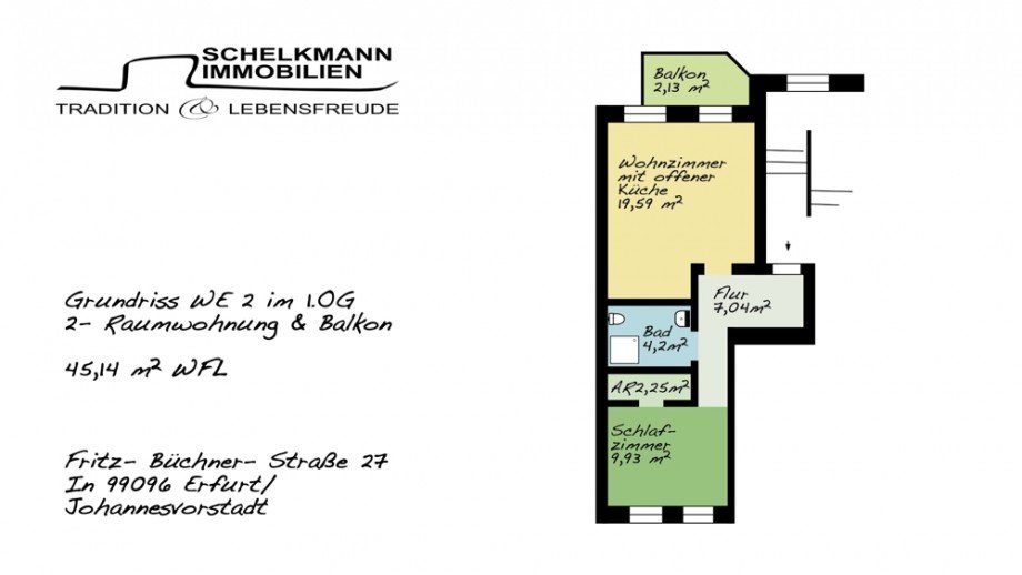 Grundriss WE2 neu Etagenwohnung Erfurt