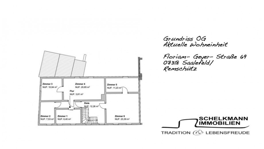 Grundriss OG Haus Saalfeld/Saale / Remsch�tz
