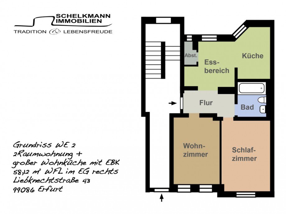 Grundriss Liebknechtstra�e 43 Erdgeschosswohnung Erfurt