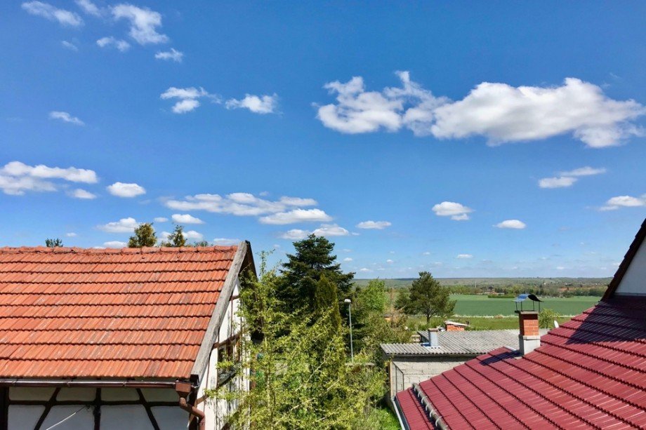 Blick �ber die Felder Doppelhaush�lfte Gr�fenhain/ Ohrdruf