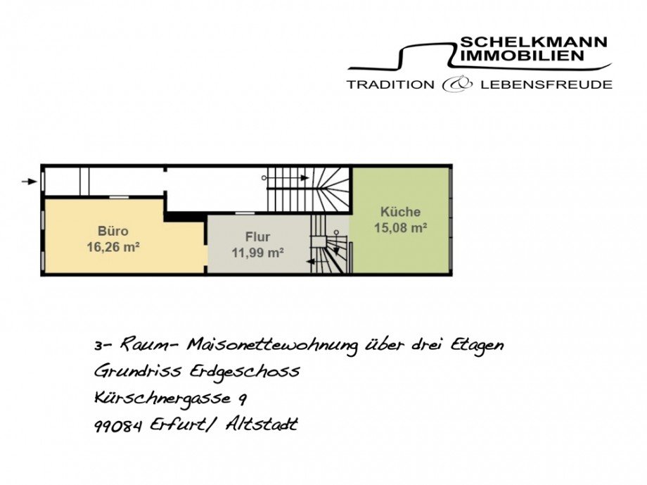 Grundriss Erdgeschoss Maisonettewohnung Erfurt